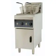 ELECTRIC FRYER - BECK LINE - Model DF 10+10 LT - Oil capacity 20 liters - Power 6 kW + 6 kW - Three-phase power supply - Dimensions cm L 40 x D 80 x 110 H - CE Standard