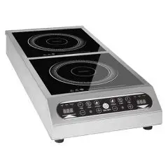 INDUCTION HOB - Model DT 700 TOUCH - Ceramic glass cooktop - Digital display and touch controls - Inductive surface mm 120 ÷ mm 260 + mm 120 ÷ mm 260 - Power W 3500 + 3500 - Three-phase power supply - Dimensions cm L 34 x D 81 x 11,5h - CE standard