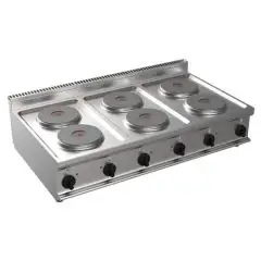 ELECTRIC BOILING TOP - MOD. G7GWEV6DD - N. 6 round plates - Power kW 15,6 - Dimensions: cm L 120 x D 70 x H 27 - CE approved