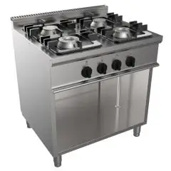 GAS COOKER, FREE-STANDING, 4-BURNERS - MOD. G7NURG4DC2M2G - Open cupboard - With pilot light - Power kW 24 - Dimensions: cm L 80 x D 70 x H 85 - CE approved