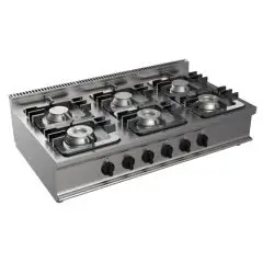 GAS BOILING TOP - MOD. G7NUR68DD3M3G - N. 6 burners - With pilot light - Power kW 36 - Dimensions: cm L 120 x D 70 x H 27 - CE approved