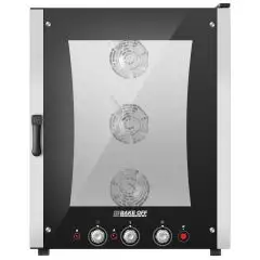 ELECTRIC CONVECTION AND STEAM COMBINATION OVEN - Cod. EASY10E - SUITABLE FOR GASTRONOMY, BAKERY AND PÂTISSERIE - Capacity: N. 10 60x40cm or GN 1/1 baking trays - Power Kw 16 - Electric power supply 230/400 V 50/60 Hz - Max temperature 270°C - Exterior dim