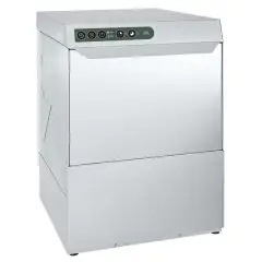 GRADE AISI 304 STAINLESS STEEL GLASSWASHER - Mod EKO40 - Max height clearance cm 27,6 - Square rack cm 40 x 40 - Cycle 60-120" - Rinse aid and detergent dispenser - Dimensions cm L 48 x D 51,8 x h 69,6