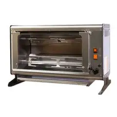 ELECTRIC VERTICAL ROTISSERIE - MOD. ELBA6/PE 2 ASTE - CAPACITY N 6 CHICKENS - N 2 stainless steel tubular rod mm 12 x 12 mm Lenght cm 54,3 - Armoured heating element - Connection 230 V SINGLE-PHASE - Power 2,8 Kw - Dimensions cm L 70 x D 39,1 x 46,1 h - C