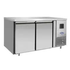 REFRIGERATED TABLE - STAINLESS STEEL - SNACK MODEL - VENTILATED COOLING - Mod. EPF3421GR 304T - N. 2 DOORS - CAPACITY Lt 240 - TEMPERATURE -2°/+8°C - Dim. cm. L 136 x D 60 x h 85 - CE APPROVED
