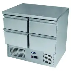 REFRIGERATED SALADETTE AND COUNTER - STAINLESS STEEL - Mod. ESL3820GR - STATIC COOLING - N. 4 DRAWERS - TEMPERATURE -2°/+8°C - Dim. cm. L 90 x D 70 x h 94,3 - EC standards