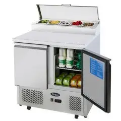 REFRIGERATED SALADETTE - STAINLESS STEEL AISI 304 - Mod. ESL3832GR - STATIC COOLING - GASTRONORM 1/1(cm 53 x 32,5) - N. 2 REFRIGERATED DOORS - TEMPERATURE -2°/+8°C - Dim. cm. L 90 x D 70 x h 94,7 - CE APPROVED