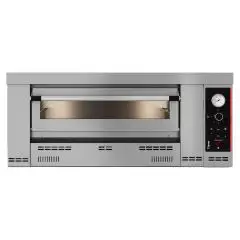 MECHANICAL GAS OVEN FOR PIZZA - Mod HN 9 - 1 chamber - Cooking surface with refractory bricks - Chamber dimensions cm L 105 x D 105 x 15 H - Number of pizzas 9 (Ø 30/34 cm) - Power 29 kW - CE Standard