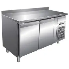 REFRIGERATED COUNTER WITH UPSTAND - STAINLESS STEEL AISI 304 - FOR BAKERIES - VENTILATED COOLING - Mod. G-PA2200TN - DOUBLE SOLID DOOR - GROSS CAPACITY Lt 390 - TEMPERATURE RANGE +2°/+8°C - Dimensions cm L151 x D80 x h96 - CE APPROVED