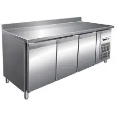 REFRIGERATED COUNTER WITH UPSTAND - STAINLESS STEEL AISI 304 - FOR SNACK BARS - VENTILATED COOLING - Mod. G-SNACK3200TN - TRIPLE SOLID DOOR - GROSS CAPACITY Lt 339 - TEMPERATURE RANGE -2°/+8°C - Dimensions cm L179,5 x D60 x h96 - CE APPROVED
