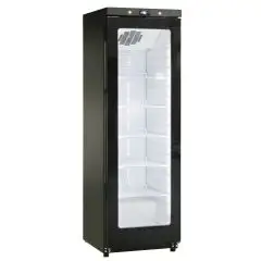 Refrigerated cabinet - Mod GN 400 G TN BLK - Static with agitator - Gastronorm 2/1 (cm 65 x 53) - 1 glass door - Capacity 400 L - Temperature +2°/+10° C - Dimensions cm L 60 x D 62,5 x H 186