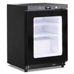 Static-fan assisted refrigerated cabinet with glass door model GN 200 G TN BLK, temperature +2&deg;C / +10&deg;C, gross capacity 200 Lt, external dimensions 600 x 625 x 850 mm.