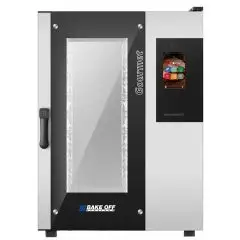 GAS CONVECTION AND STEAM COMBINATION OVEN WITH TOUCH SCREEN CONTROLS - Cod. GOURMET 10TG MASTER PRO - SUITABLE FOR GASTRONOMY - Capacity: n. 10 GN 1/1 (cm 32,5x53) baking trays - Power Kw 15 - SINGLE PHASE 230 V 50/60 Hz  - Max temperature: 270°C - Turbo-