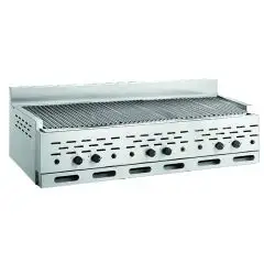 LAVA STONE GRILL - MOD. 2100/R3B - COUNTERTOP MODEL - POWER Kw/h 33,78 - METHANE-LPG SUPPLY - DIMENSIONS cm L 130 x D 70 x J37 - EC STANDARDS