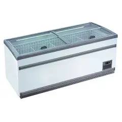 REFRIGERATED DISPLAY - Mod POLO 25 - DIGITAL THERMOMETER - AUTOMATIC DEFROST - CAPACITY LT 1040 - TEMPERATURE -18°/-21°C - DIMENSIONS cm L 250 x D 85 x H 87 - CE Standard