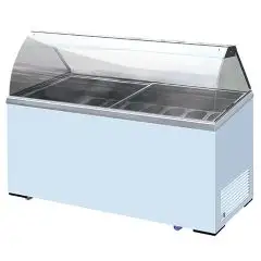 ICE CREAM DISPLAY COUNTER - Mod KEG 8 - TEMPERATURE -13°/-23° C - CAPACITY Lt 467 - DIMENSIONS cm L 155,5 x D 63,5 x H 124 - WEIGHT Kg 120 - CE STANDARD