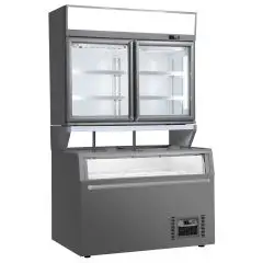 Multideck chiller combined with panoramic island and refrigerated wall cabinet Klimaitalia CANADA 145