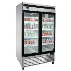 UPRIGHT FRIDGE - STAINLESS STEEL - Mod. MCF8707GR - VENTILATED COOLING - CAPACITY LT 1300 - N. 2 GLASS DOORS - TEMPERATURE 0°/+8°C - Dim. cm L 138,2 x D 80,5 x h 211,2 - CE APPROVED