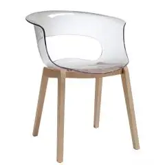 ARMCHAIR NATURAL MISS B ANTISHOCK - MOD. 2800 - POLYCARBONATE BODY - NATURAL BEECH FRAME - FOR INDOOR USE - DISMANTLED - DIM. cm L 58 x D 60 x H 77 - EC STANDARDS