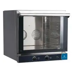 ELECTRIC CONVECTION OVEN - SUITABLE FOR GASTRONOMY - MOD. K 4 MEC GN - BOTTOM-HINGED DOOR - SINGLE PHASE SUPPLY 230V/1/50Hz - POWER kW 3,35 - CAPACITY N. 4 TRAYS/RACKS GN 1/1 cm 53 x 32,5 - DIMENSIONS Cm L 68,6 x D 66 X h 58