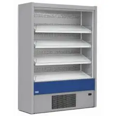SELF-SERVICE REFRIGERATED WALL DISPLAY - VENTILATED REFRIGERATION - TEMPERATURE &deg;C +0/+2- BEVERAGES, DAIRY PRODUCTS, PRE-PACKAGED PRODUCTS - MOD. OLIMPO OM W - OPEN WITHOUT DOORS - THREE TILTING SHELVES