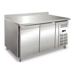 REFRIGERATED TABLE WITH UPSTAND - AISI 304 STAINLESS STEEL - PASTRY-SPECIFIC - VENTILATED COOLING - Mod. RVZ2200TN - N. 2 DOORS - CAPACITY Lt 428 - TEMPERATURE -2°/+8°C - Dim. cm. L 151 x D 80 x h 96 - CE approved