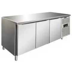 REFRIGERATED TABLE - AISI 304 STAINLESS STEEL - PASTRY-SPECIFIC - VENTILATED COOLING - Mod PXF3100TN - N 3 DOORS - CAPACITY Lt 635 - TEMPERATURE +2°/+8°C - Dim cm L 202 x D 80 x h 86
