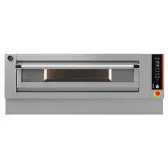 ROTATING PIZZA OVEN - ELECTRIC - DIGITAL - Mod RZ ROTANTE - Single deck - Rotating firebrick oven base - Chamber dimensions L 100 x D 100 x H 10 cm - Capacity: no 7 pizzas size Ø 30cm or no 6 pizzas size Ø 34cm  or no 3 pizzas size Ø 45cm