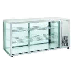 Refrigerated countertop display - Mod RC 980 - Temperature 0º/+12ºC - 2 shelves - Rear sliding doors - Dimensions cm L 144 x D 52,4 x h 73,5