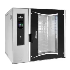 ELECTRIC STEAM CONVECTION OVEN WITH ROTATING RACK ON FIXED AXIS AND DIGITAL CONTROLS - Cod. ROTORBAKE/E2 - SUITABLE FOR PÂTISSERIE AND BAKERY - CAPACITY: n. 10 cm 40x60, 46x66 or 50x70 baking trays - Power Kw 16 - 3 PHASE 400 V 50/60 Hz - Exterior dimensi