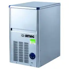 HOLLOW CUBE ICE MAKER - Mod SEI18 - CONTAINER CAPACITY Kg 4 - PRODUCTION WITH AIR MOTOR UP TO 19/24 h kg - PRODUCTION WITH WATER MOTOR UP TO 17/24 h kg - Dim cm L 33,4 x D 45,7 x H 55,2/57,2