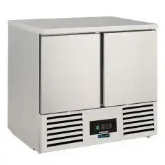 REFRIGERATED SALADETTE AND COUNTER - AISI 304 STAINLESS STEEL - Mod SF 901 - STATIC-COOLED WITH FAN - GASTRONORM 1/1 (cm 53 x 32,5) - N 2 REFRIGERATED DOORS - TEMPERATURE +2°/+8°C - Dim cm L 90 x D 70 x h 87