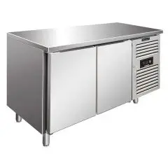 REFRIGERATED TABLE - AISI 304 STAINLESS STEEL - VENTILATED COOLING - Mod SNACK 2100 BTF - N 2 DOORS - CAPACITY Lt 260,3 - TEMPERATURE -18°/-22°C - Dim cm L 136 x D 60 x h 86
