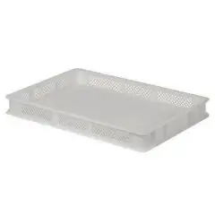 POLYPROPYLENE PIZZA DOUGH CONTAINER WITH HOLES - WITH HOLES ON 4 SODES AND ON BASE - CAPACITY Lt. 12 - EXTERNAL DIMENSIONS cm. L 60 x D 40 x 7 h