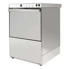 MECHANICAL GLASS WASHER, STAINLESS STEEL - MOD U400 - DRAIN PUMP FITTED - Single phase - MAX CLEARANCE cm 28 - SQUARE RACK cm 40x40 - CYCLE (sec) 120 - ADJUSTABLE RINSE AID DOSING PUMP - Total dimensions cm L 45 x D 52 x h 69,2