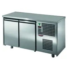 REFRIGERATED COUNTER - STAINLESS STEEL AISI 304 - Mod. UG02M60 - VENTILATED COOLING - N. 2 DOORS - TEMPERATURE 0°/+10°C - Dimensions cm. L 146 x D 60 x H 85/92 - EC standards