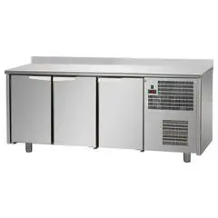 REFRIGERATED COUNTER WITH UPSTAND - STAINLESS STEEL AISI 304 - Mod. UG03M60AL - VENTILATED COOLING - N. 3 DOORS - TEMPERATURE 0°/+10°C - Dimensions cm. L 191 x D 60 x H 95/102 - EC standards