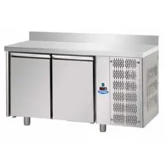 REFRIGERATED COUNTER WITH UPSTAND - STAINLESS STEEL AISI 304 - FOR BAKERIES - TRAYS cm 60x40 - VENTILATED COOLING - Mod. UQ02MAL - N. 2 DOORS - TEMPERATURE 0°/+10°C - Dimensions cm. L 160 x D 80 x H 95/102 - EC standards