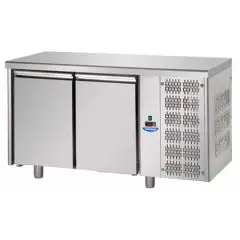 REFRIGERATED COUNTER - STAINLESS STEEL AISI 304 - FOR BAKERIES - TRAYS cm 60x40 - VENTILATED COOLING - Mod. UQ02M - N. 2 DOORS - TEMPERATURE 0°/+10°C - Dimensions cm. L 160 x D 80 x H 85/92 - EC standards