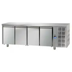 REFRIGERATED COUNTER - STAINLESS STEEL AISI 304 - FOR BAKERIES - TRAYS cm 60x40 - VENTILATED COOLING - Mod. UQ04M - N. 4 DOORS - TEMPERATURE 0°/+10°C - Dimensions cm. L 270 x D 80 x H 85/92 - EC standards