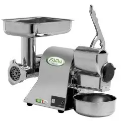 MEAT MINCER AND CHEESE GRATER - MOD. TCGR8I - STAINLESS STEEL MINCING SET - POWER Kw 0,38 (0,5Hp) - SUPPLY V 230/50Hz SINGLE PHASE - MEAT PRODUCTION PER HOUR Kg 15 - CHEESE PRODUCTION PER HOUR Kg 30 - DIMENSIONS Cm 26 x 38 x 36 - CE STANDARDS