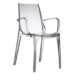 CHAIR VANITY - MOD. 2654 - POLYCARBONATE STRUCUTRE WITH ARMS - FOR INDOOR AND OUTDOOR USE - STACKABLE - DIM. cm L 57 x D 55 x H 88 - EC STANDARDS
