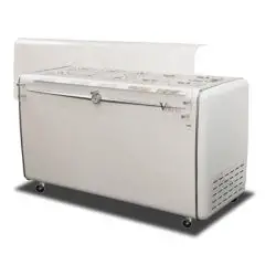 ICE CREAM POZZETTI COUNTER - MOD. VIA VENETO 10C - CAPACITY LT. 440 - TEMPERATURE -5°/-20°C - Dim. Cm. L 156,8 x D 69 x h 98,4 - Front transparent cover supplied included - CE marked