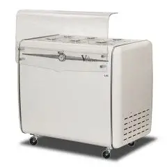 ICE CREAM POZZETTI COUNTER - MOD. VIA VENETO 6C - CAPACITY LT. 265 - TEMPERATURE -5°/-20°C - Dim. Cm. L 106,8 x D 69 x h 98,4 - Front transparent cover supplied included - CE marked