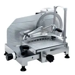 VERTICAL SALUMI SLICER mod. VPR 300 MN (Single phase) - EC standards - RoHS - Non-stick chromed steel blade with special grooves Ø 300 - Useful cut mm 250 x 200 - Fixed blade sharpener