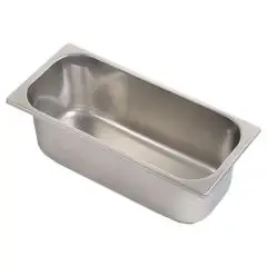 Stainless Steel Ice Cream Pans - Capacity 5,0 liters - Dimensions: L 360 x D 165 x H 120 mm