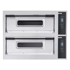 ELECTRIC PIZZA OVEN - DIGITAL CONTROL - Mod. BASIC XL44/D - Twin deck oven - firebrick oven base - Chamber dimensions cm L 72 x D 72 x 14 h - N. Pizzas 4 + 4 (Ø cm 35) - Power 12 Kw - CE APPROVED