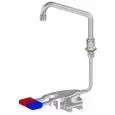 SINK AND HAND WASH BASIN PEDAL TAP WITH DISPENSER - Mod. PDD - Double control lever (cold water and hot water) - Hexagonal base dispenser - U-spout