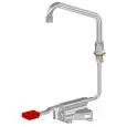 SINK AND HAND WASH BASIN PEDAL TAP WITH DISPENSER Mod. RMPAC2 - Red lever for hot water- Hexagonal base dispenser - U-spout