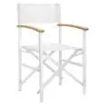 Poltroncina - colour White - Structure pieghevole in aluminium painted, braccioli in wood, tessuto in textilene - Model 051-MC1415-white